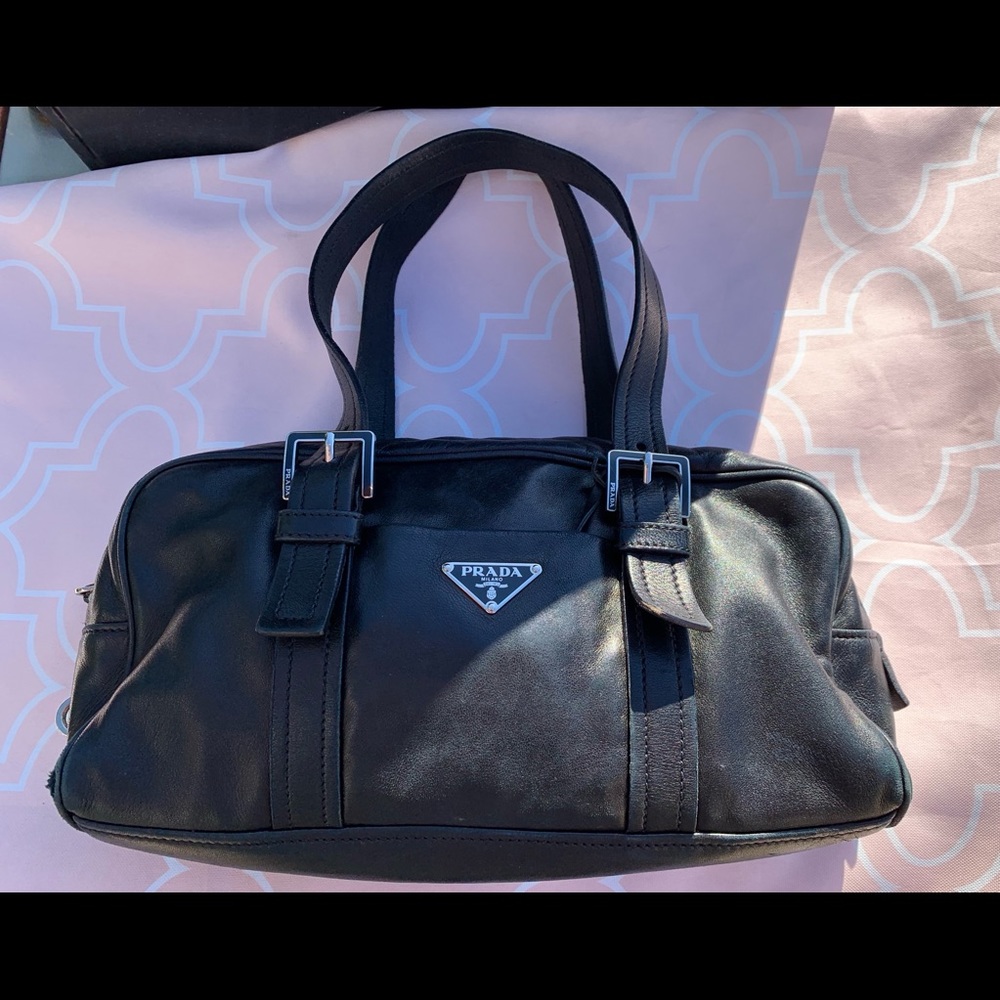 Prada black leather satchel